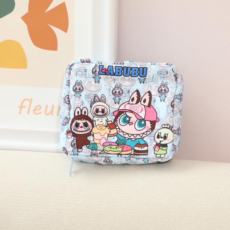 Cartoon multi-color canvas women's sanitary napkin storage bag, aunt handkerchief bag, sanitary cotton storage bag CLE