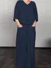 Women's Loose Fit V-Neck Layered Top with Wide Leg Pants Set In White, Grey, Black, Navy, Beige