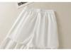 White Hollow Lace Embroidery Wide-Leg Pants with Drawstring - Women's Loose Fit