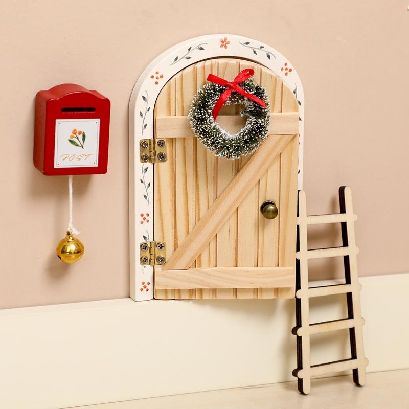Tooth Box Baby Gift Dollhouse Mini Home Decorations Wood Fairy Elf Door Baby Room Wall Decoration Craft Ornaments Commemorative