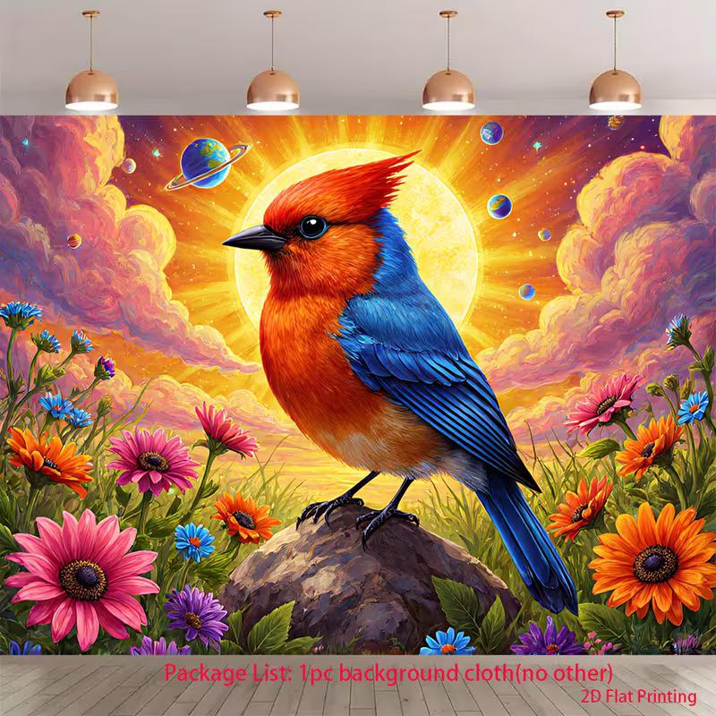 

2D Bedroom Background Cloth Magical Cosmic Bird Galaxy Banner for Decor 47.2x31.5inch/120*80cm