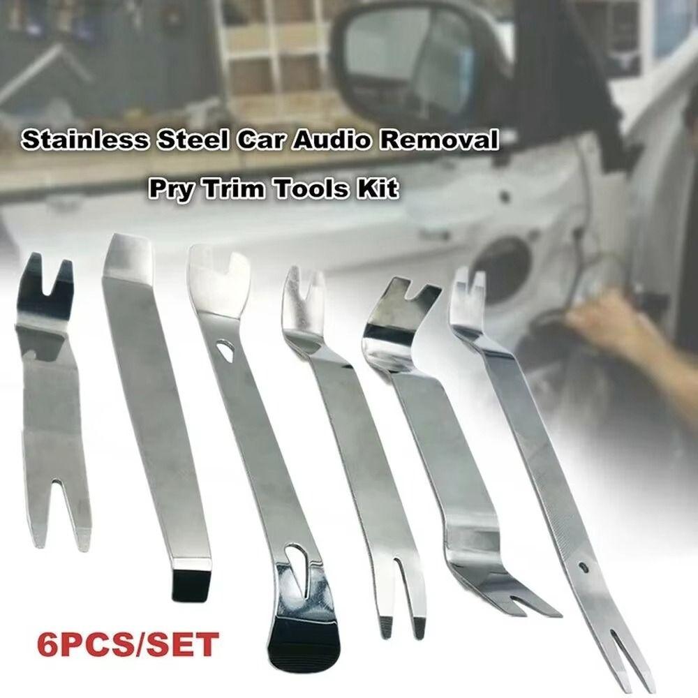 6Pcs/Set DVD Stereo Refit Car Inner Removal Tool Stainless Steel Plastic Trim Panel Dashboard Disassembly Tool Set