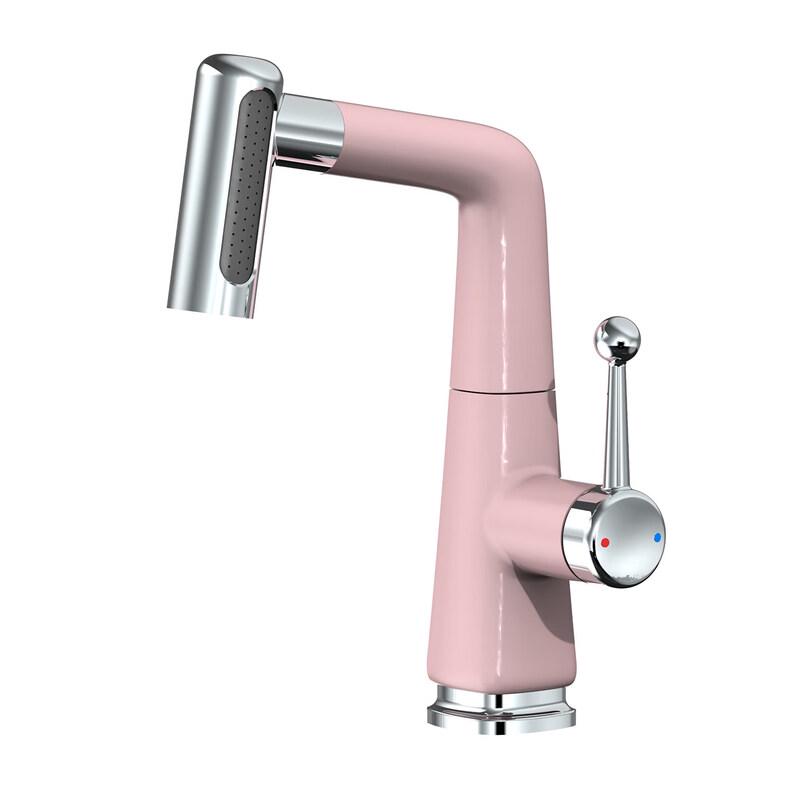 Taijufu Pink Pull-Out Basin Faucet