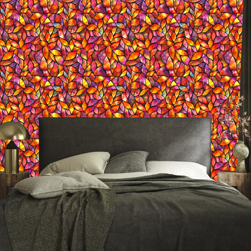 Stained Glass Wallpaper Red, Orange and Gold 50x1000
