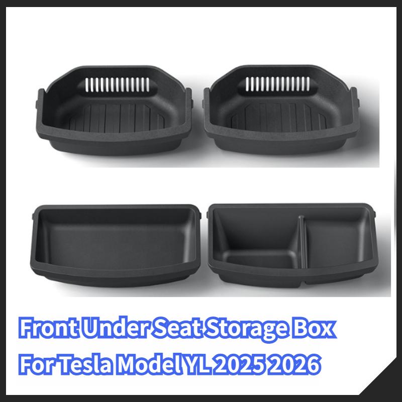 For Tesla Model YL 2025 2026 Under Seat Storage Box TPE Drawer Front Under Seat Organizer Trash Can Car Interior Accessories