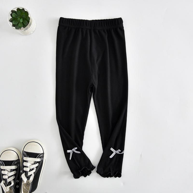 Girls' Summer Ruffle Hem Leggings: Lightweight Nine-Point Pants for Outerwear & Innerwear