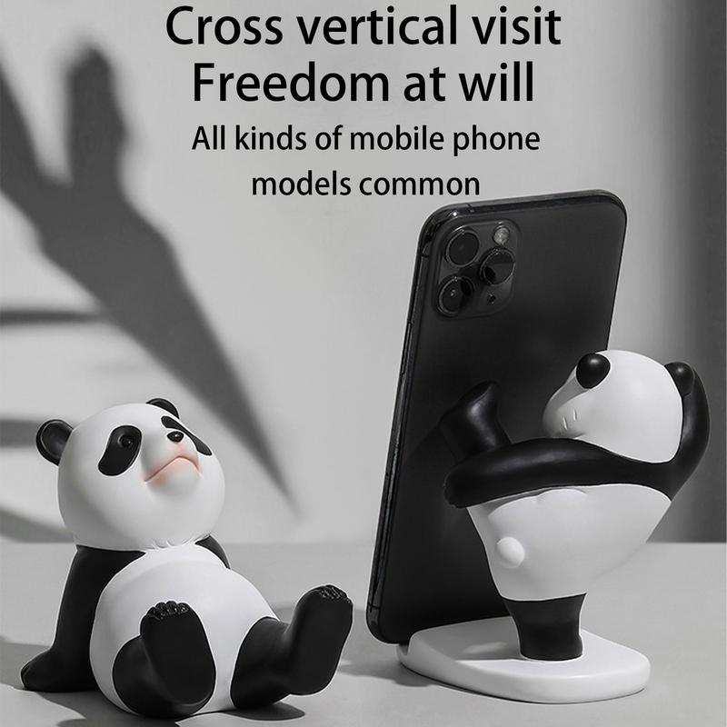 Panda Figurines For Interior Modern Resin Sculpture Statue Cartoon Panda Shape Desktop Phone Holder Home Office Desk Decor