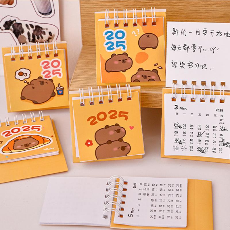 Creative Mini Cartoon Desk Calendar Cute Portable Capybara Pocket Calendar Desktop Small Decoration Office School Supplies Gifts