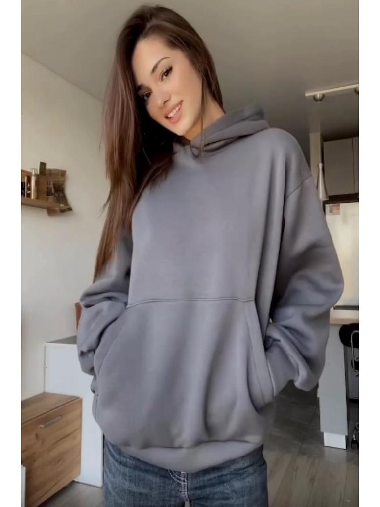 2025 Herbst/Winter Damen Kapuzenpullover mit Netz und Rückenausschnitt, einfarbig