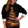 Women's Casual Fashion Round Neck Plus Velvet Thickened Christmas Print Sweatshirt