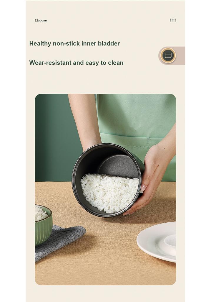 1-2 People 1.2L Small Rice Cooker Food Warmer Mini Rice Cooker Automatic Household Kitchen Electric Cooking Machine Steamer