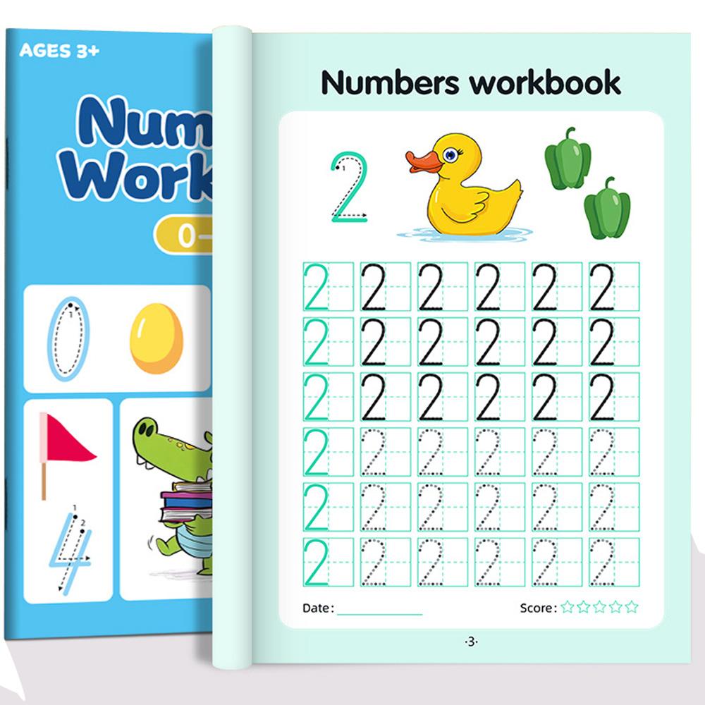 

Рабочая тетрадь для обводки цифр от 0 до 100: Учебник по каллиграфии Обучение Математическая книга Письмо Для детей