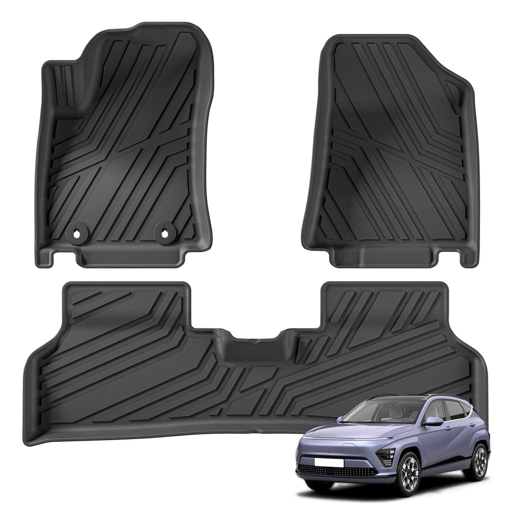 for Hyundai Kona Electric 2025 2025 TPE 3D Car Floor Mats Cargo Liner Trunk Pad All Weather Black Carpet Left Rudder