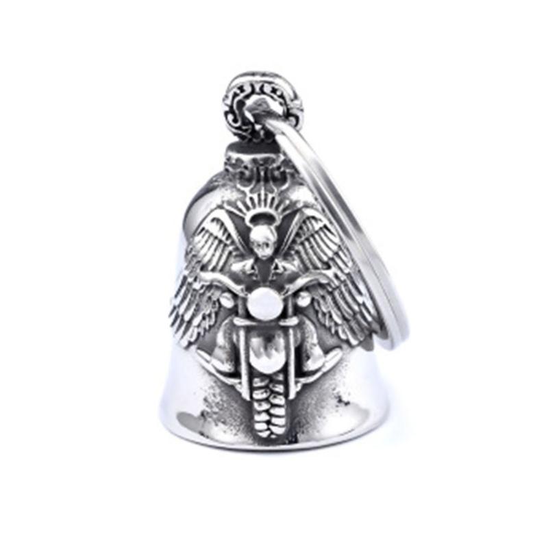 Motorcycle Bell Pendant Necklace for Biker Handmade Hip Hop Punk Style Keychain Jewelry Gift Rock Metal Accessories