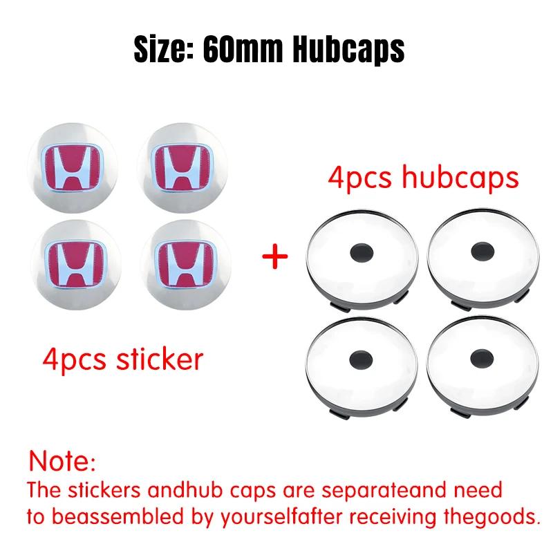 4pcs 56/60mm Car Wheel Center Cover Hub Caps Badge Auto Accessorie For Honda Mugen INSPIRE VTEC DOHC Modulo Vezel CITY CIVIC RR