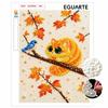 Cute Orange Cat and Blue Bird Autumn Maple Leaves 5D Pearl Painting Kit with Frame DIY Sparkling Bead Canvas Art Relaxing Craft for Girls Room Decor