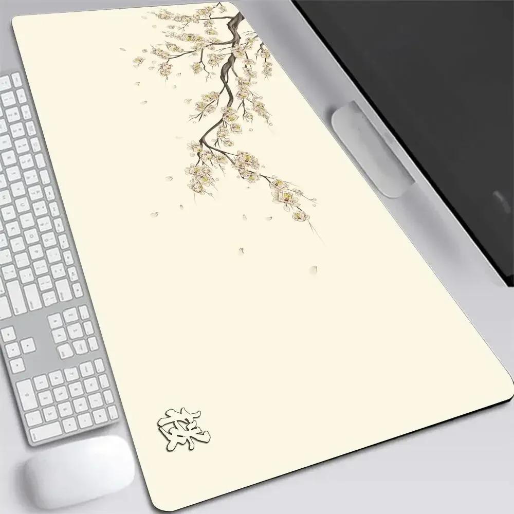 Podložka pod myš Japonská třešeň XXL Šedá Laptopy Herní podložka na stůl Sakura Podložka pod myš Anime Kancelář Hráč Klávesnice Počítačový stůl Koberec