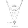 Fashionable Double Layer Stainless Steel Collar Chain Heart Pendant Necklace Adjustable Neck Chain for Anniversary Party