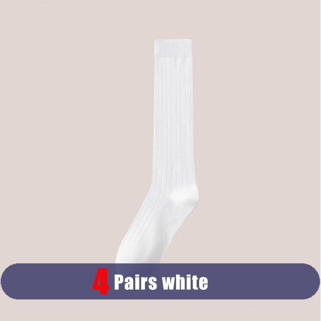 

4 пары мужских длинных носков, деловые хлопковые полосатые однотонные, антибактериальные, дышащие, теплые, ниже колена, носки для бега, мужские носки EU39-44