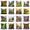 45X45CM American Country Vintage Printing Polyester Cushion Cover Home Living Room Sofa Decorative Pillow