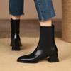 2025 Ankle Boots for Women Leather Square Toe Side Zipper Retro Style Chunky Heels Women Boots Short Boots Women  D263