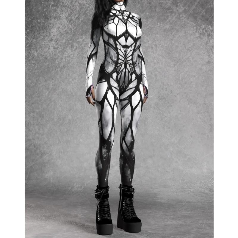 Unisex Cyberpunk 3D Digital Print Halloween Party Role-Playing Outfit for Women and Men Cosplay Costume Carnival Jumpsuit