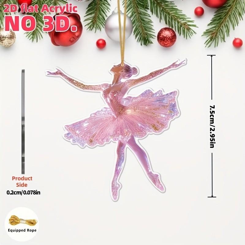 

1Pcs 2D Acrylic Ballerina Dance Pendant Sparkling Ballerina Christmas Ornament Table Wreath Holiday Decoration A1