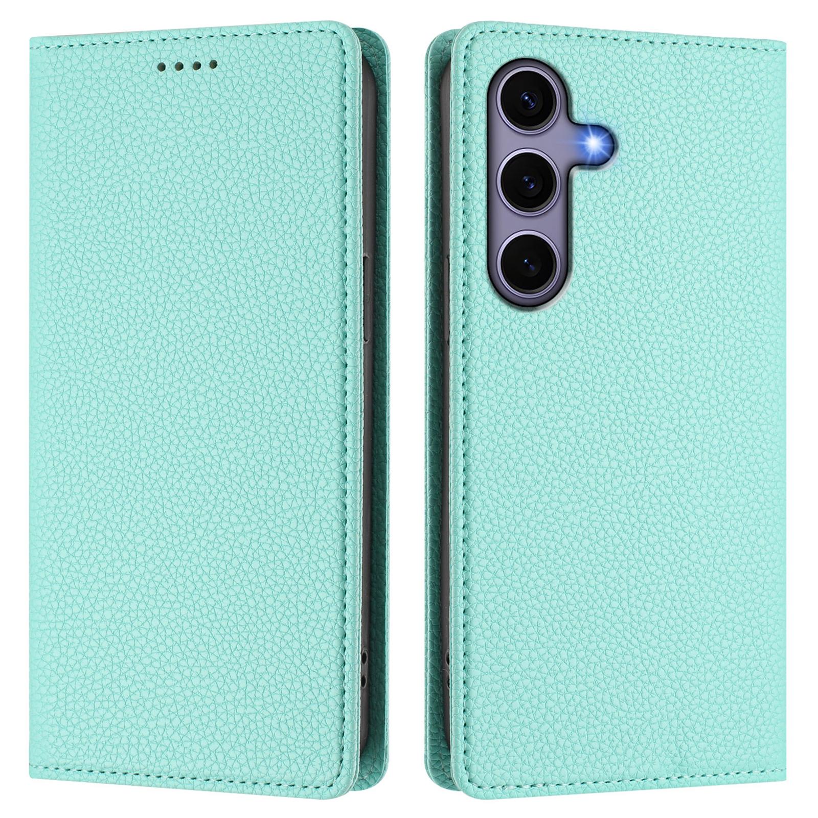 

For Samsung Galaxy S25/S24 Wallet Case RFID Blocking Litchi Texture Leather Mobile Cover Mint Green