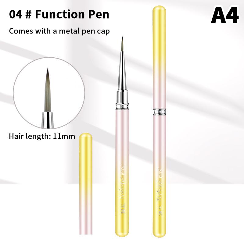 1 Pcs Gradient Metal Handle Nail Art Brush Triangular Drawing Painting Line Pen Liner French Manicure Tools