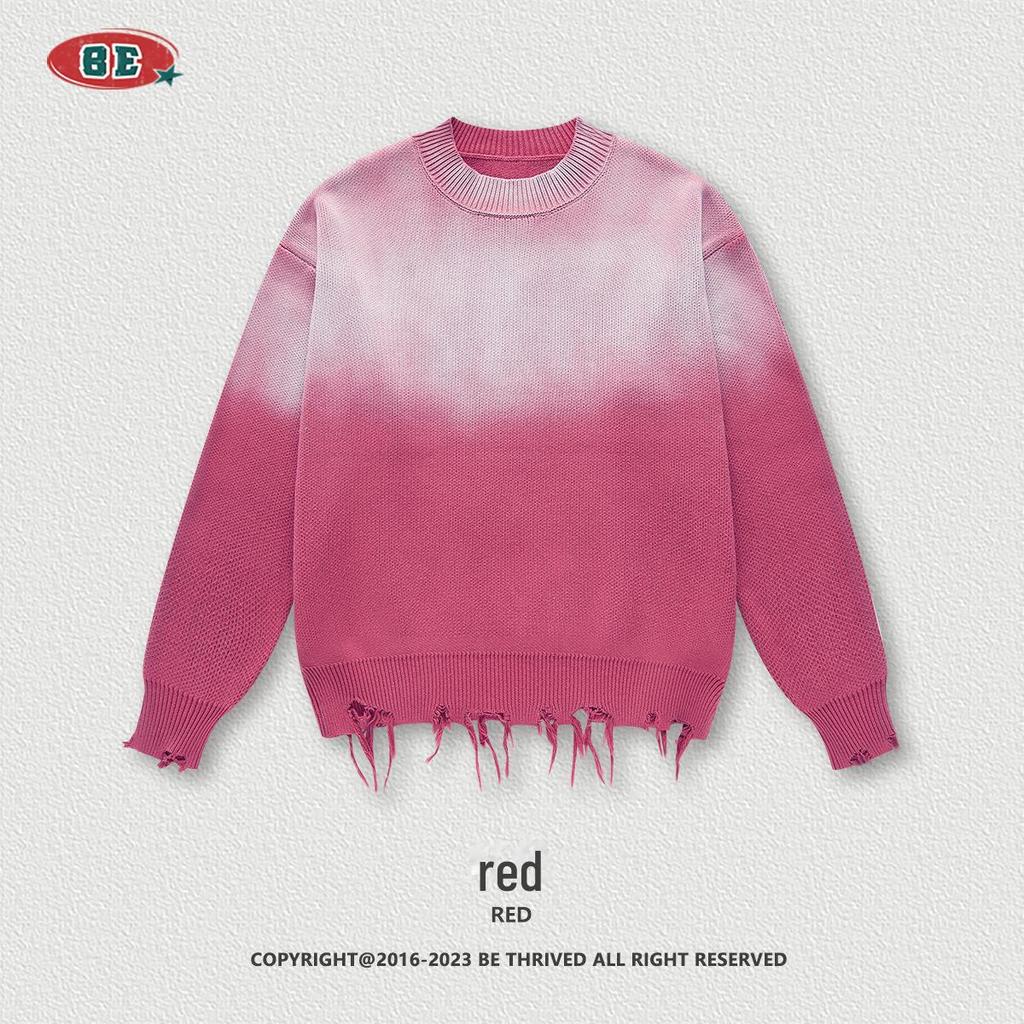 BE Men's American Retro Gradient Knit Sweater - Autumn/Winter Collection