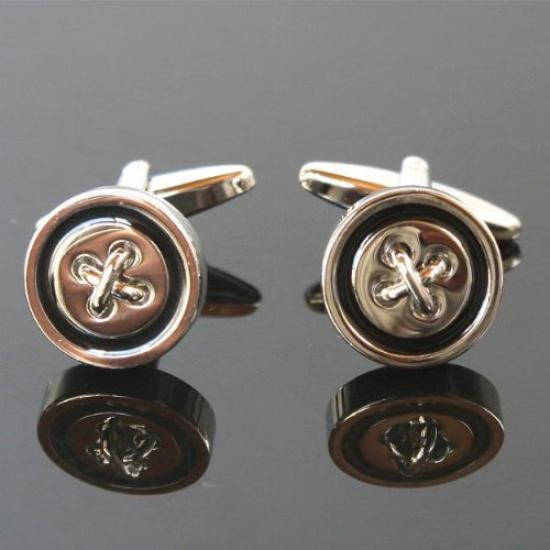 Cufflinks Stitched Black Cufflinks cf139 [Kamakura Workshop] (Cufflinks)