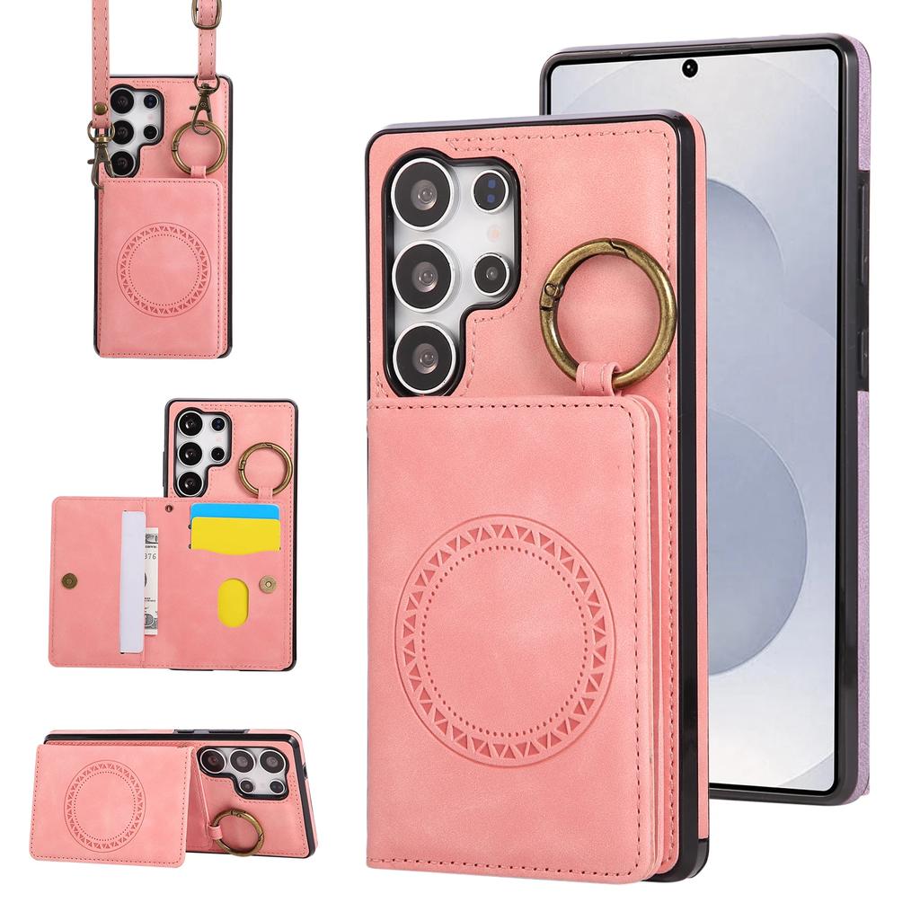 Magnetic Ring Crossbody Wallet Phone Case for Samsung Galaxy S25 Edge S24 Ultra S23 FE S22 Plus S21 S20 S10 Note 20 Flip Cover