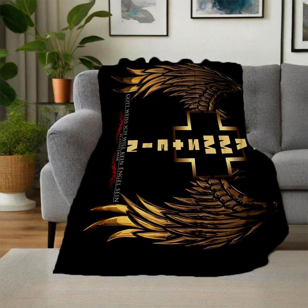 Golden Wings Cross Christian Wall Art Print PosterBlanket Flannel Throw Blanket for Sofa, Bed, Travel, Camping, Office, Couch, Chair, And Be