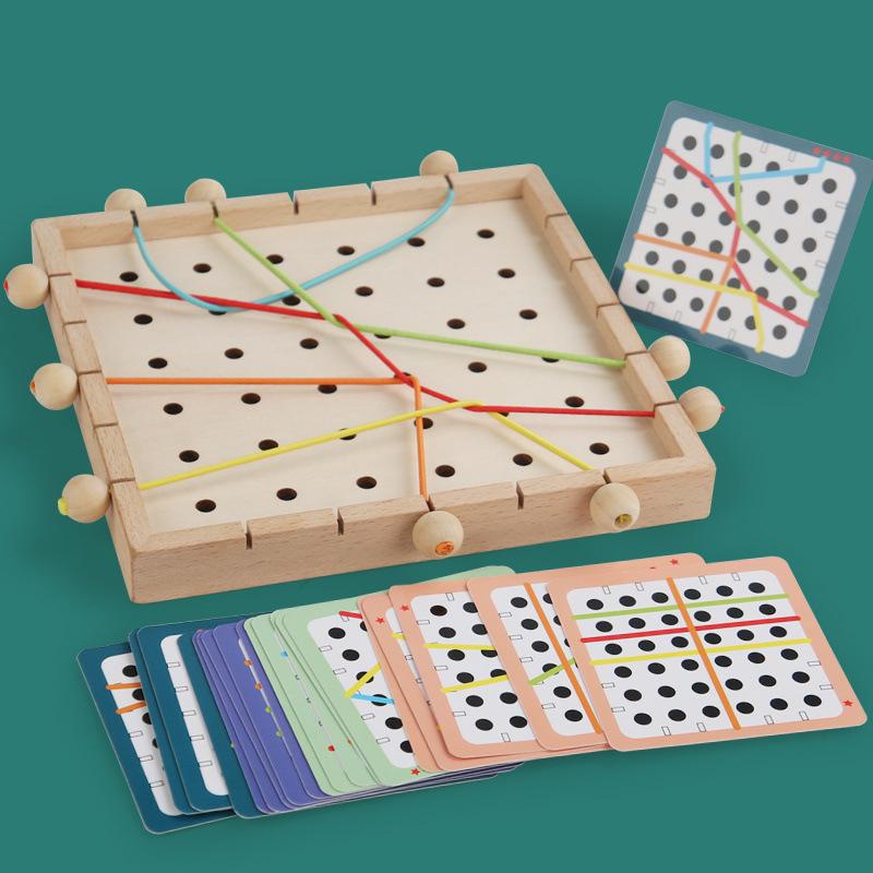 2 In 1 Logical Thinking Development Toy, Concentration Training Teaching Aids Elastic Rope And Threading Rope Game With Cards
