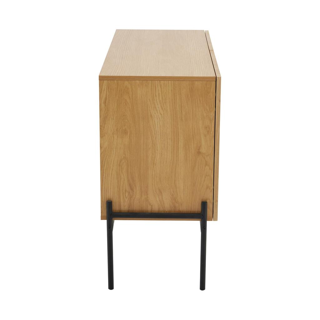 Kredens Komoda 2 Drzwi Metalowe Nogi Design Linii Szafka Wielofunkcyjna Salon/Sypialnia/Korytarze/Kuchnia 100x40x75cm Kolor Naturalnego Drewna