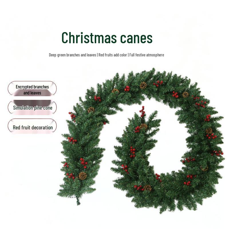2,7 Meter grüne PVC-Weihnachtsgirlande Dekoration für Hotels & Supermärkte