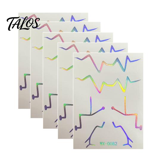 Talos 5 Sheets Holographic Lightning Tattoos, Waterproof Flash Temporary Stickers, Full Color Body Art for Festival Party