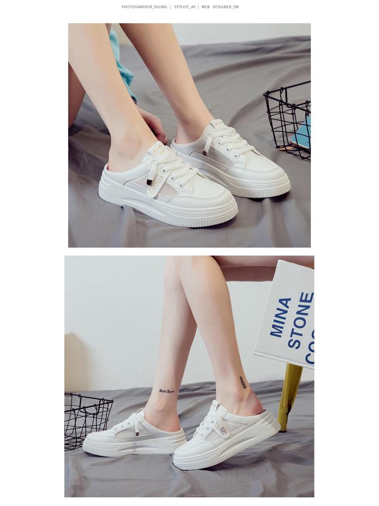 2022 Women's Trendy Half-Open Toe White Slippers - Casual Summer Cool Closed-Toe Fashion Footwear