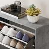 Modern Space-Saving Shoe Cabinet with 4 Doors for 16 Pairs of Shoes, 62.5x26x156 cm, Concrete Grey