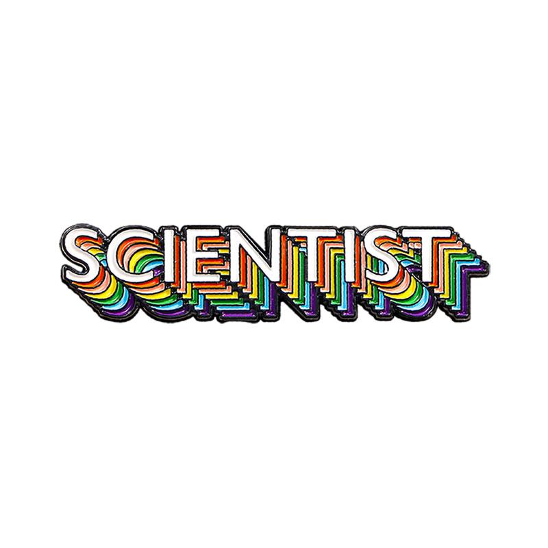 Funny Rainbow Scientist Enamel Brooches Cute Colorful Letter Lapel Pins Identity Badge