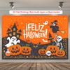 Party Backdrop Halloween Orange Flat Spanish Pumpkin Witch Skeleton Witches Pumpkins Event Backdrop Decoration Party Decor