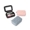 Ladies Genuine Leather Lipstick & Cosmetic Bag with Mirror, First Layer Cowhide, Small Zippered Storage, Versatile and Portable