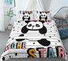 3D Cartoon Panda Duvet Cover Set Cute Panda Comforter Cover Bamboo Black White Bear Polyester Bedding Set for Boys Girls Teens