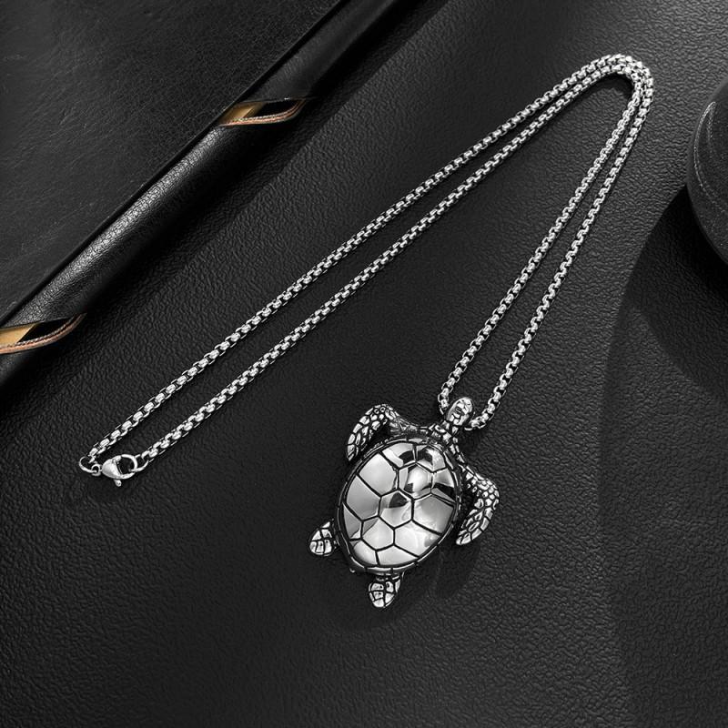 Hip Hop Necklace Men's Stainless Steel Personality Versatile Trendy Flu Turtle Titanium Jewelry