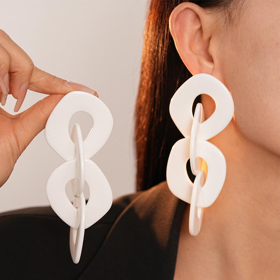 European and American Acrylic Irregular Geometric Silver Needle Earrings Personalized Internet Celebrity Exaggerated Earrings 