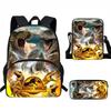 Kids Dinosaur Backpack Set Elementary School Oxford Fabric Ergonomic Back Support Breathable Lightweight 3-Piece Kit