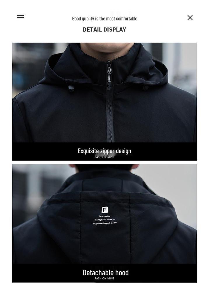 Men's Versatile Detachable Hooded Windbreaker - 2025 Spring/Autumn Collection