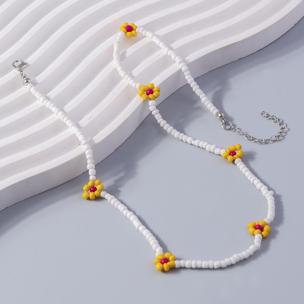Collana di Perline Colorate Fatta a Mano alla Moda Collane Floreali Bohemian con Perline per Donne Ragazze Festa Gioielli per le Feste Regalo