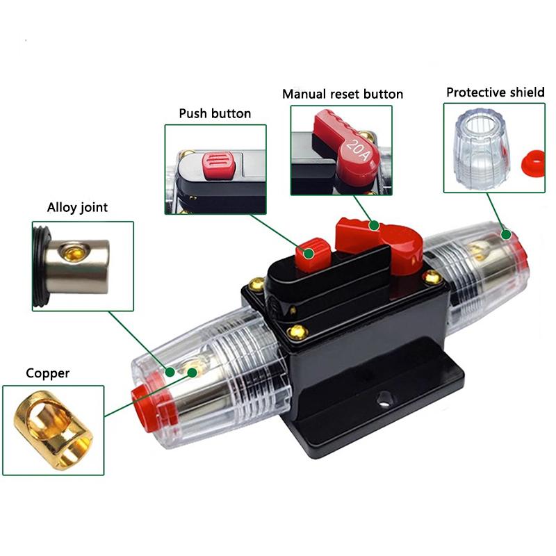 Car Audio System Waterproof Marine Circuit Breaker Reset Fuse 12V- 48V DC 40A 60A Reset 20A To 300A Circuit Breaker 6