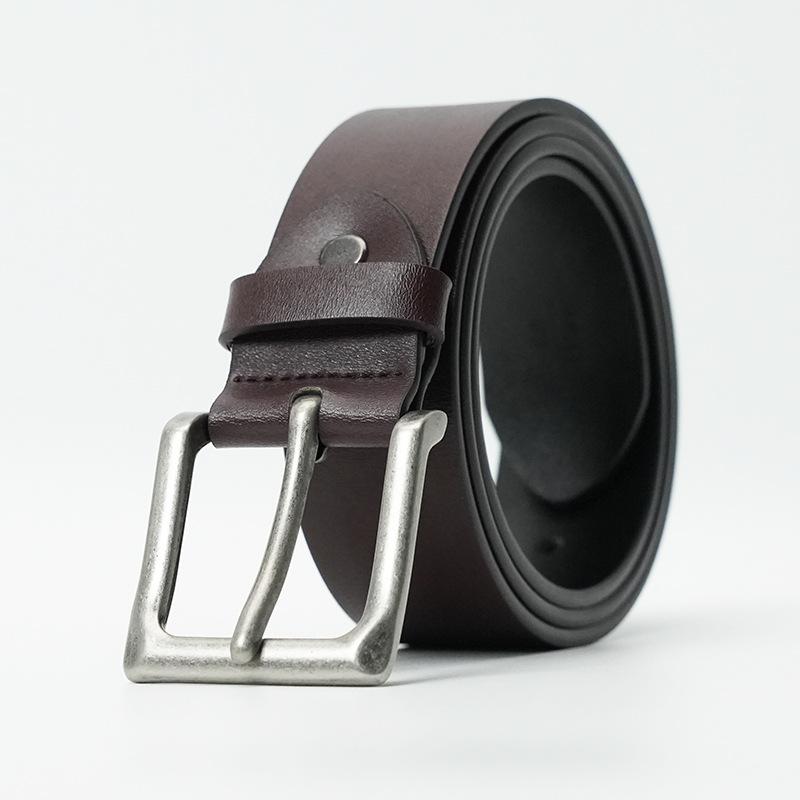 Needle Buckle Belt Men's Cowhide 3.8 Wide Genuine Leather Casual Belt Belt Belt